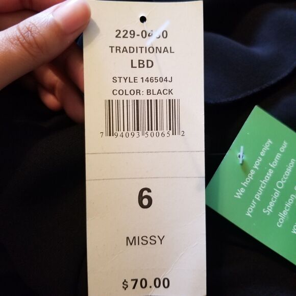 S.L. Fashions Women's Size 6 Missy Black Short Sleeve Layered Formal Dress - Picture 8 of 11